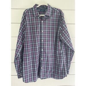 Fairlane Mens Shirt Blue/Pink Check Long Sleeve Button Up Non Iron Size XL EC